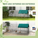 Gabbia per Conigli da Esterno 220x85x103 cm in Acciaio e Tessuto Oxford Verde-4