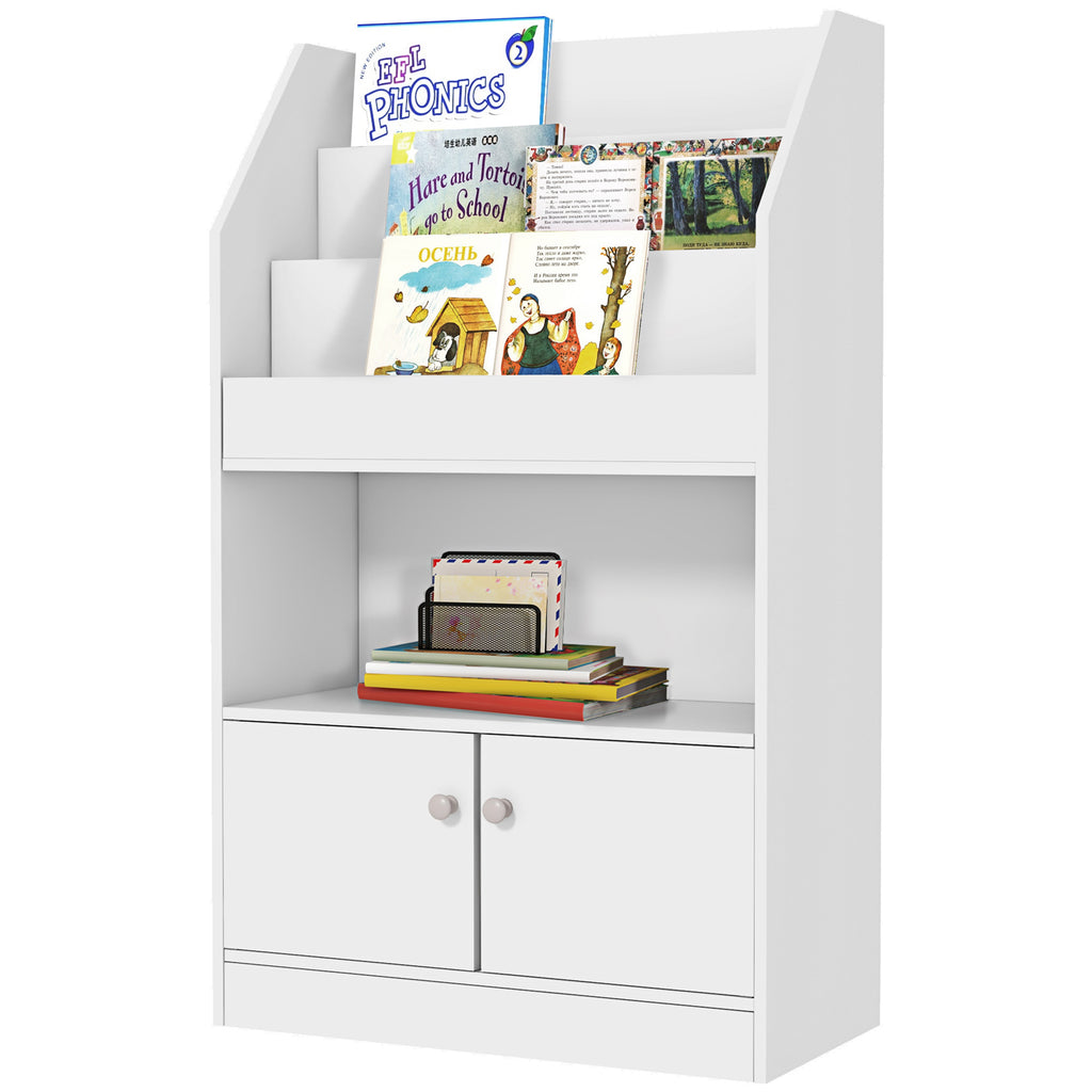 Scaffale Portagiochi per Bambini 60x29,5x100 cm con Libreria e Armadietto  in Legno Bianco – acquista su Giordano Shop