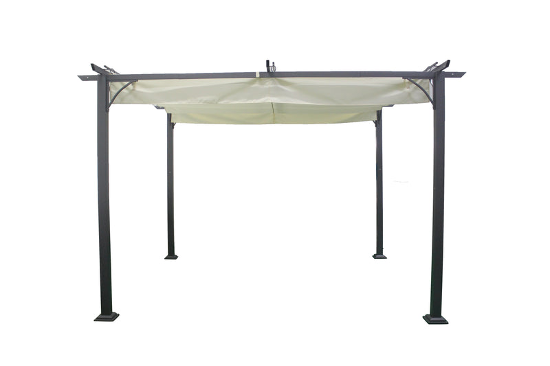 Pergola da Giardino 3,5x3x2,35m Copertura Scorrevole Ecrù-1