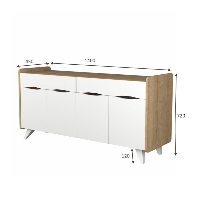 Madia Sila bianco rovere 140x45x72H cm – acquista su Giordano Shop