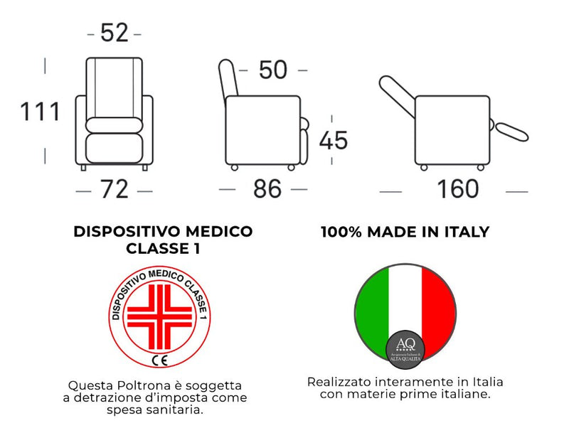 Poltrona Alzapersona Elettrica 2 Motori 72x111x86 cm Martina in Microfibra Dispositivo Medico 1 Cammello-4