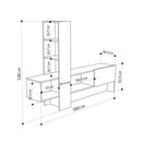 Mobile TV 1 Anta 180x38x138 cm in MDF Troya Bianco e Antracite-6