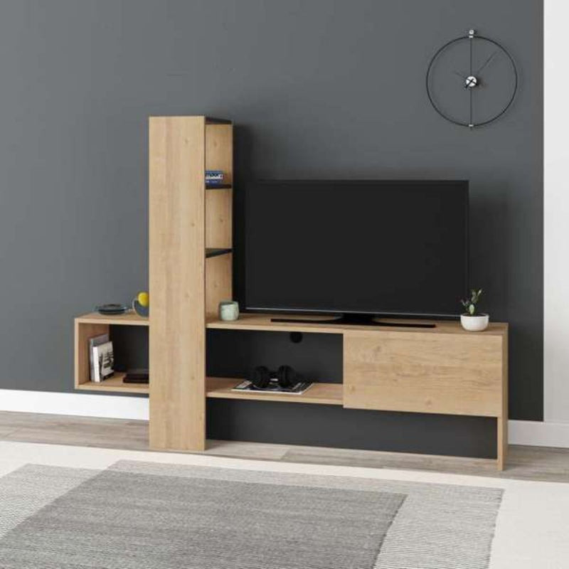 Mobile TV 1 Anta 180x38x138 cm in MDF Troya Rovere Antracite-1