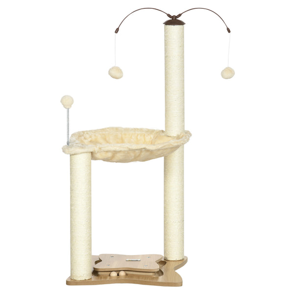 Albero Tiragraffi per Gatti max 5 kg 53,5x53,5x90 cm con Amaca e Pali in Sisal Beige acquista