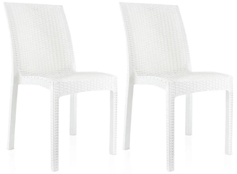 Set 2 Sedie da Giardino in Stile Rattan Bianco-6