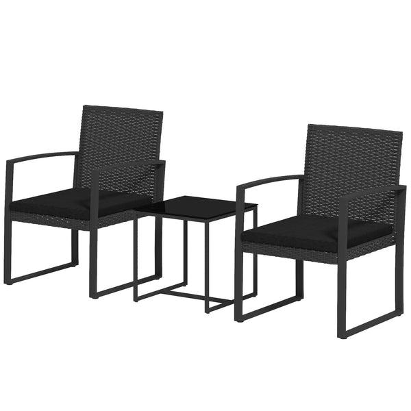 Set Tavolino e 2 Sedie da Giardino  Effetto Rattan Nero acquista