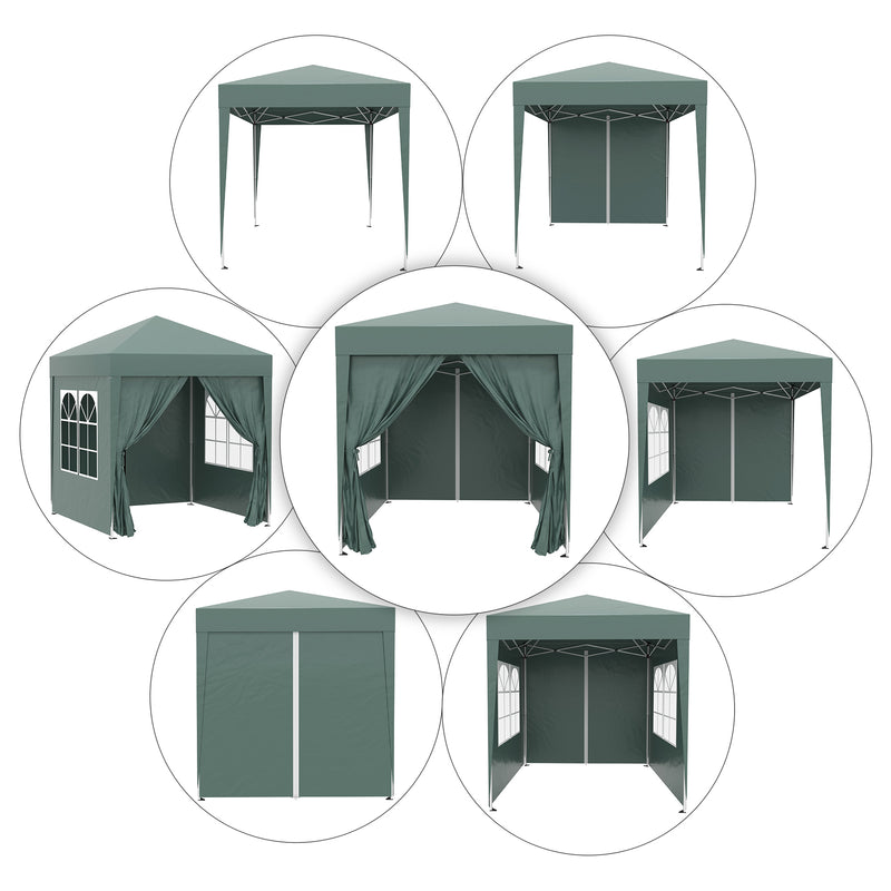 Gazebo Pieghevole 2x2m in Metallo e Poliestere Verde-4