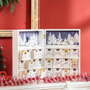 Calendario Avvento di Natale a forma di Libro 22x9x30 cm con Scritte e Motivi a Tema Bianco-7