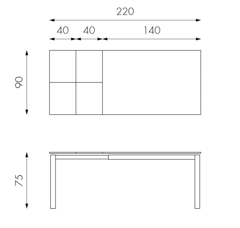 Tavolo Allungabile 140/220x90x75 cm in Metallo con Top Ceramica su Vetro Marmo Bianco-1