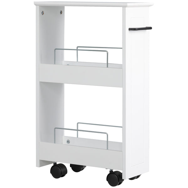 sconto Carrello Salvaspazio Multiuso 42,5x20,3x66,7 cm in Legno MDF e Ruote Bianco