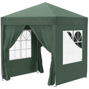 Gazebo Pieghevole 2x2m in Metallo e Poliestere Verde-1