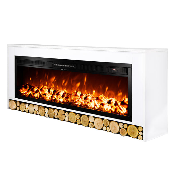 prezzo Camino Elettrico da Pavimento 63x150x30 cm Effetto Fiamma 1500W Rio & Tanzania Bianco