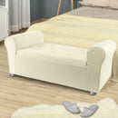 Panca Scendiletto 120x39x55 cm con Brillantini in Tessuto Effetto Velluto Beige-4