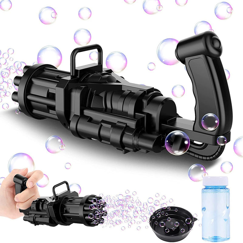 Pistola Bolle di Sapone Automatica Ba Batterie Bubble Gun Nero-4