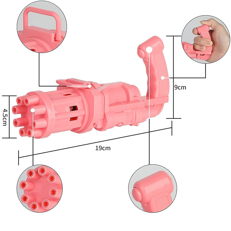 Pistola Bolle di Sapone Automatica Ba Batterie Bubble Gun Rosa-3