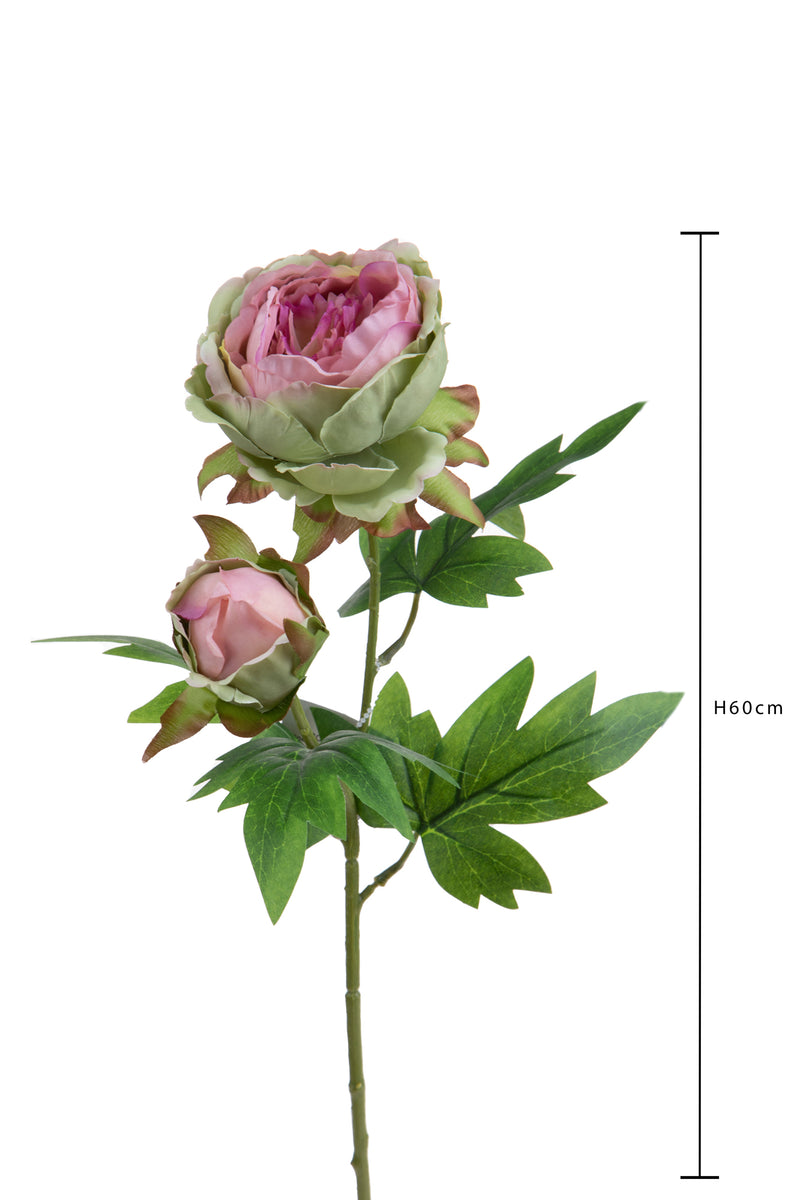 Set 6 Rami Artificiali Peonia per 2 Fiori 60 cm-3