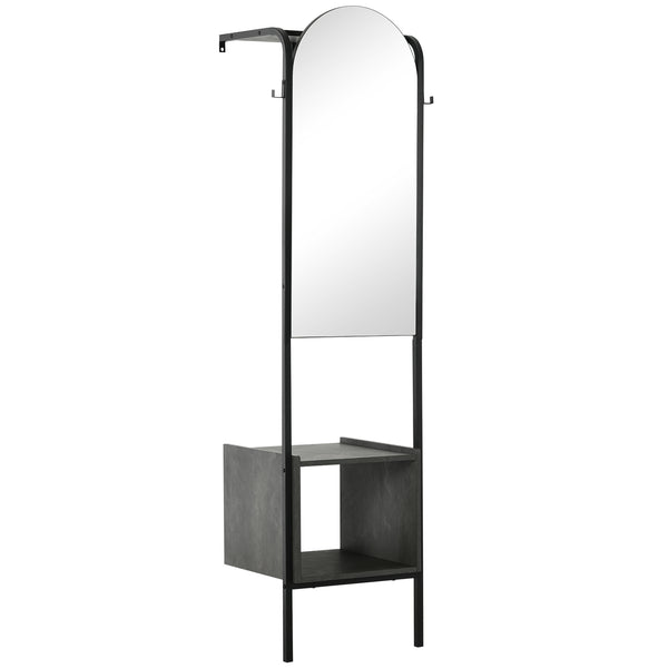 prezzo Appendiabiti a Muro con Specchio e Scarpiera  44x40x176 cm  in Acciaio e Legno Nero