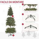 Albero di Natale Artificiale H180 cm 450 Rami con Pigne Decorative e Base in Metallo Verde-7