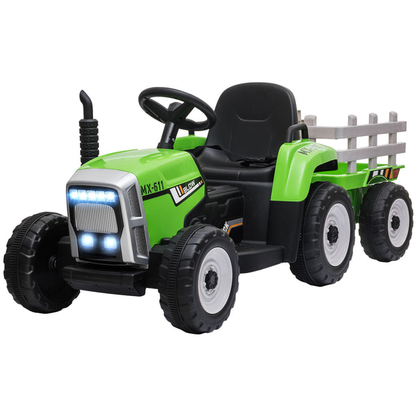 acquista Trattore Elettrico per Bambini 12V con Rimorchio Verde