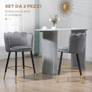 Set 2 Sgabelli 59x52x90 cm in Tessuto Poliestere Vellutato Grigio-4