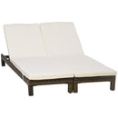 Set 2 Lettini Prendisole 196x60x22 cm in Rattan PE Marrone e Bianco-1