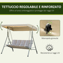 Dondolo 3 Posti da Giardino 172x110x156 cm in Acciaio Marrone e Beige-4