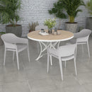 Set 4 Sedie da Giardino  Impilabili con Braccioli e Schienale Alto 56x54,5x77,5 cm in Plastica Grigio-7