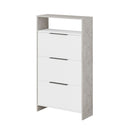 Scarpiera 3 Ante 78x28x139,2 cm in MDF Kaju Bianco e Grigio-4