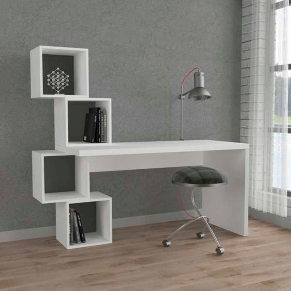 Scrivania 153,5x60x140 cm con libreria Balance bianca acquista