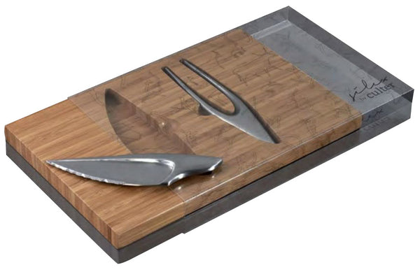 sconto Tagliere in Legno di Bamboo con Posate per Carne