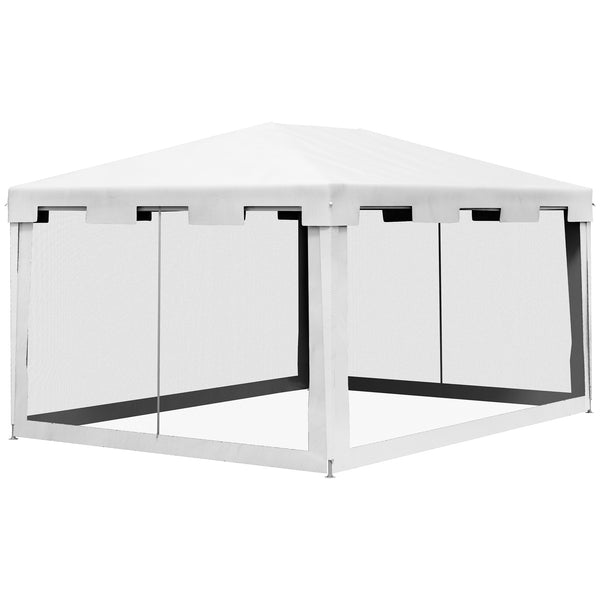 Gazebo da Giardino  Pieghevole con Zanzariera e 2 Ingressi 4x3m in Metallo e PE Bianco e Nero prezzo