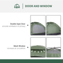 Tenda da Campeggio 2 Posti  206x152x110 cm con Porta a Cerniera Zanzariera e Finestre a Rete Verde-4