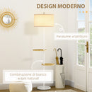 Lampada da Terra a Piantana Ø40x163 cm con 2 Mensole e Paralume in Tessuto Bianco-4