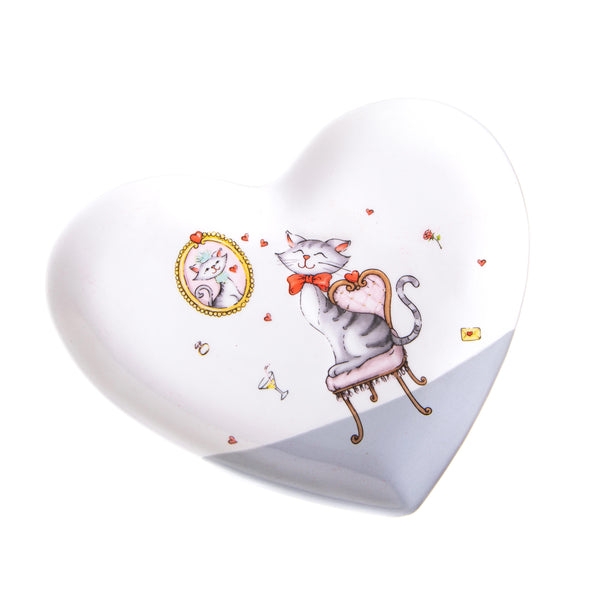 Set 4 Piatti a Forma di Cuori con Decori Larghezza 19,5 cm sconto