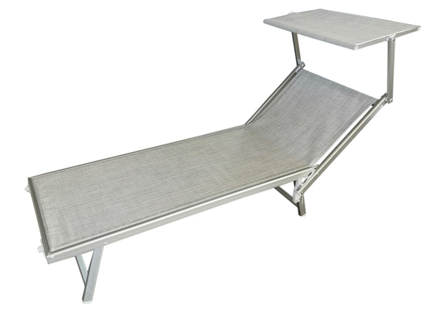 online Lettino Prendisole da Giardino 186x60x38 cm in Alluminio e Textilene Grigio