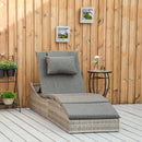 Lettino Prendisole da Giardino 60x200x40 cm in Rattan PE Grigio-2