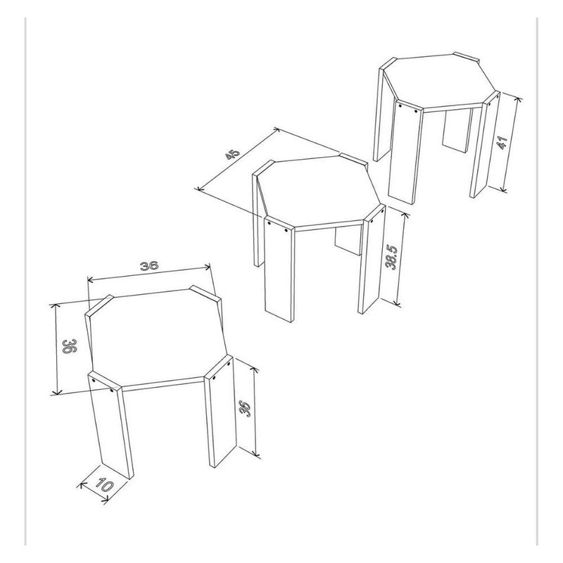 Tavolino da caffè impilabile 44,5x44,5x36 cm Nido Hansel bianco nero-3