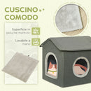 Casetta per Gatti 39x43,5x40,5 cm  2 Entrate con Cuscini Verde-4