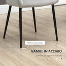 Set 2 Sedie Imbottite 54x57x80 cm in Tessuto Effetto Velluto Grigio-6