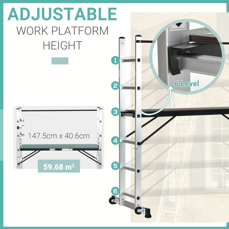 Biacchi Trabattello alluminio Everest 6 gradini multiposizione portata max.  120 Kg