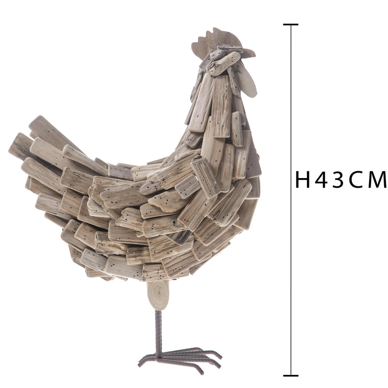 Gallina Decorativa in Legno H 43 cm-3