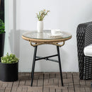 Tavolino Soggiorno Ø50x50 cm in Metallo e Rattan PE Beige-7