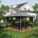 Gazebo da Giardino Pieghevole 392x392x283 cm in Acciaio e Tessuto Oxford Grigio-2