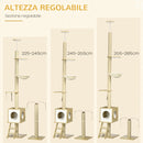 Albero per Gatti con Tiragraffi 40x40x225-285 cm Casetta Amaca e Pallina in Truciolato e iuta Beige e bianco-6