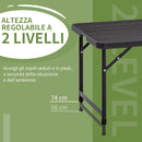 Tavolo Catering Pieghevole 118x60x74 cm in Acciaio e HDPE Grigio Scuro-5