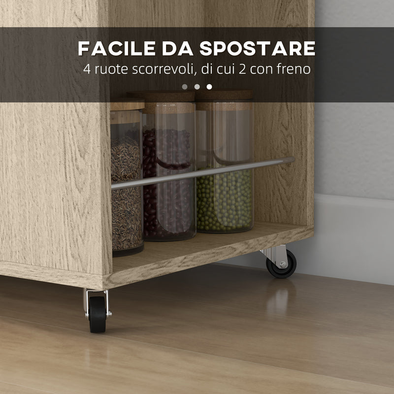 Carrello da Cucina con Ripiano 2 Ante 75x40x80,5 cm in Truciolato Rovere e  Nero