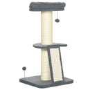 Torre per Gatti Tiragraffi 48x48x92 cm con Palline e Posatoi in Sisal e Finto Vello d'Agnello-1