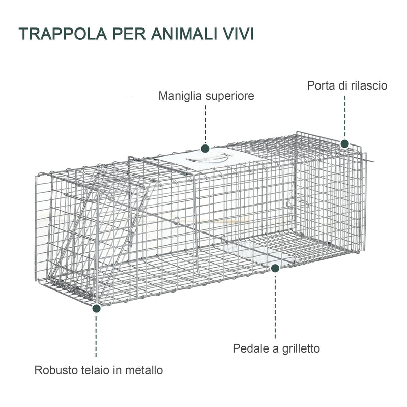 Gabbia Trappola per Animali Gatto Martora Donnola 102 x 26 x 26 cm Petigi