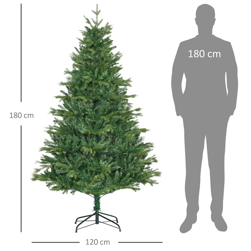 Albero di Natale Artificiale H180 cm 1443 Rami con Decori e Base in Metallo Verde-3