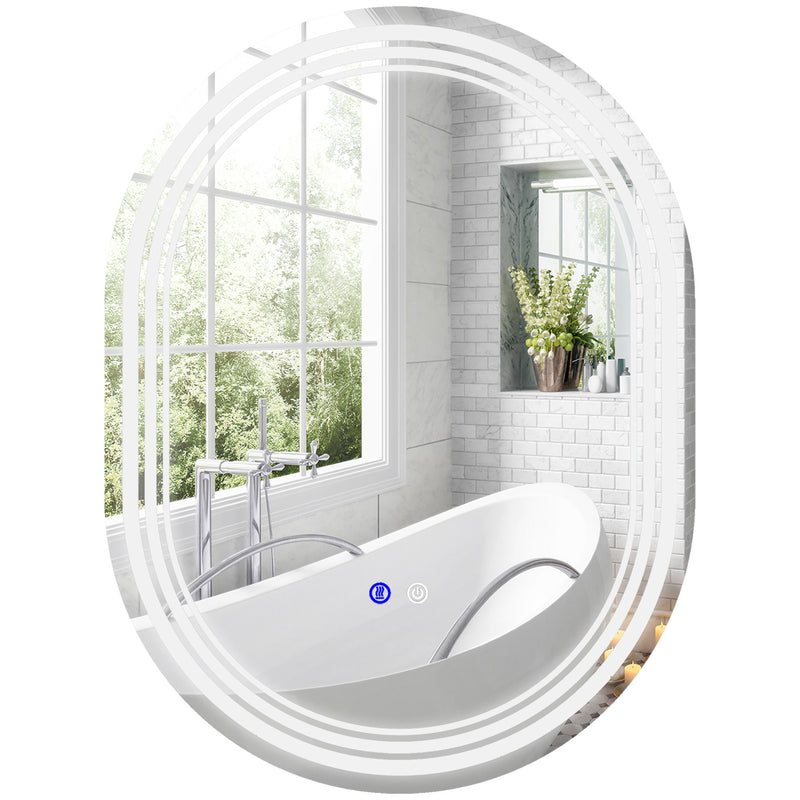 Specchio bagno dimmerabile retroilluminato con luce LED frontale 80x60cm,  Specchio da parete con pulsanti touch - Costway